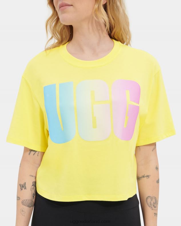vrouwen elfachtig geel UGG pattie cropped T-shirt met logo 686ZP1256