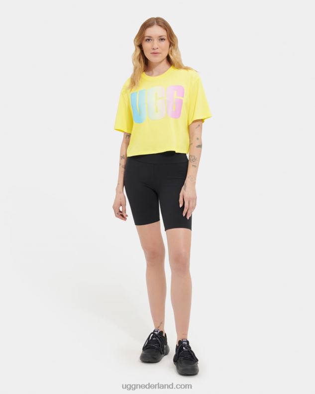 vrouwen elfachtig geel UGG pattie cropped T-shirt met logo 686ZP1256