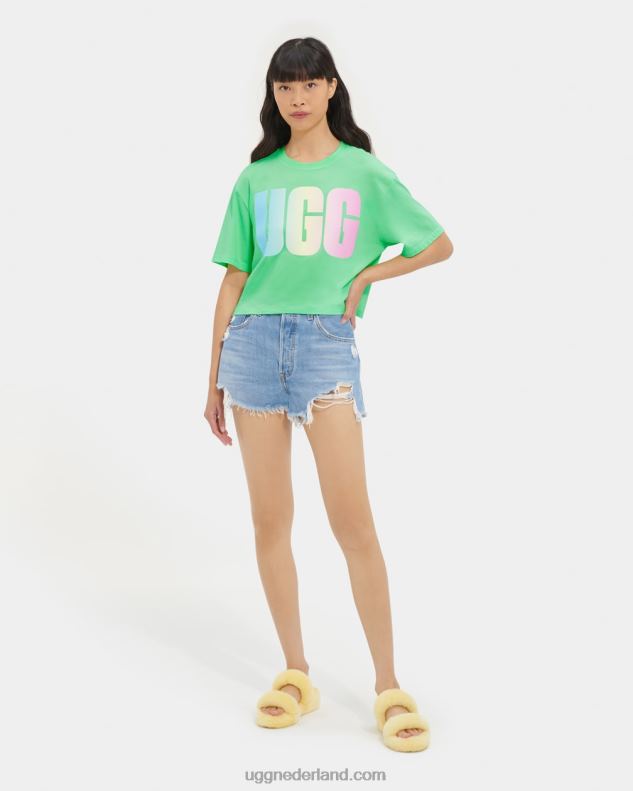 vrouwen gras UGG pattie cropped T-shirt met logo 686ZP1257