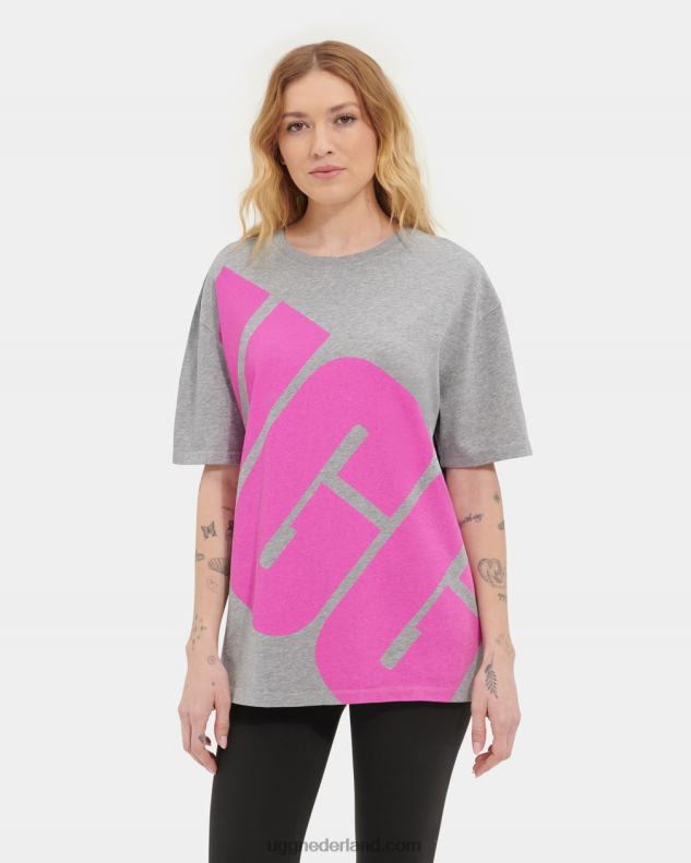vrouwen grijs heide/taffy roze UGG T-shirt met jacqueline-logo 686ZP2264