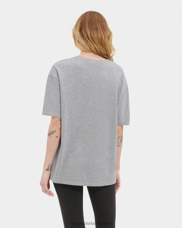 vrouwen grijs heide/taffy roze UGG T-shirt met jacqueline-logo 686ZP2264