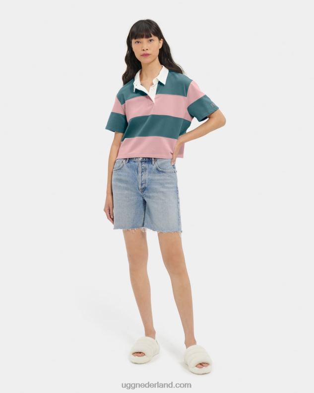vrouwen iris grijs/klei roze UGG Keon rugby poloshirt 686ZP1149