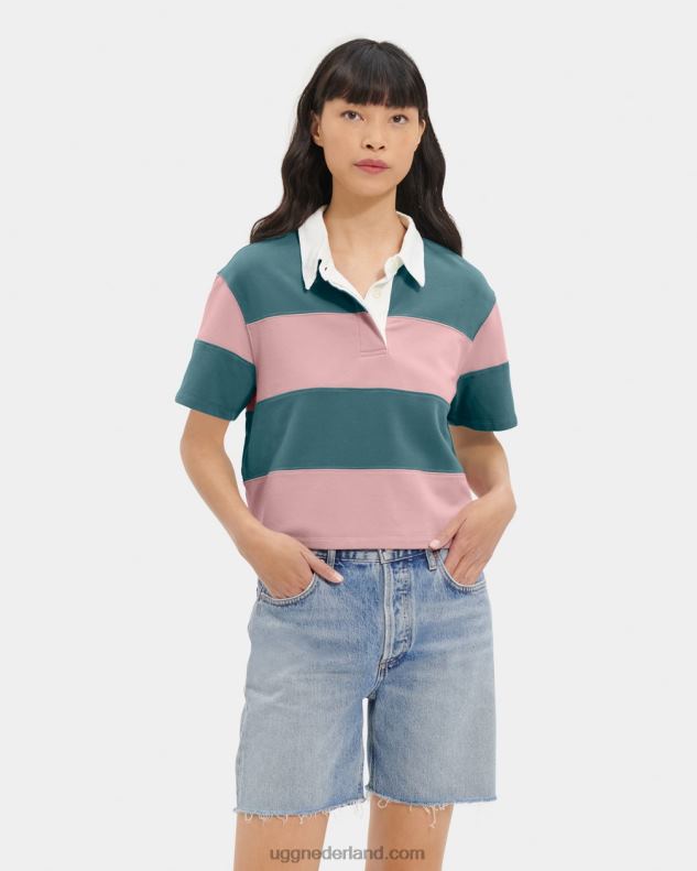 vrouwen iris grijs/klei roze UGG Keon rugby poloshirt 686ZP1149