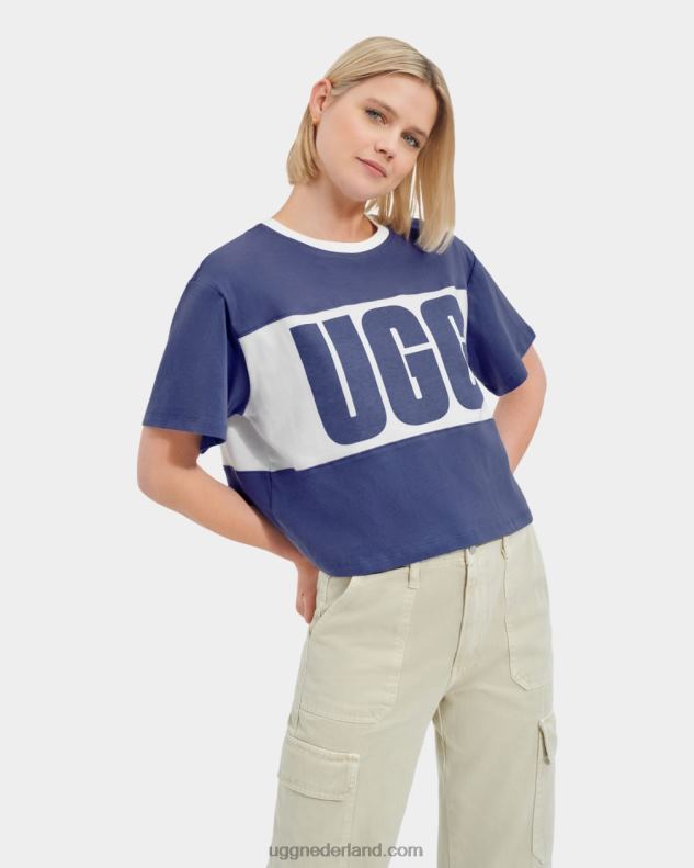 vrouwen maansteen UGG jodene T-shirt met kleurvlakken en logo 686ZP2165