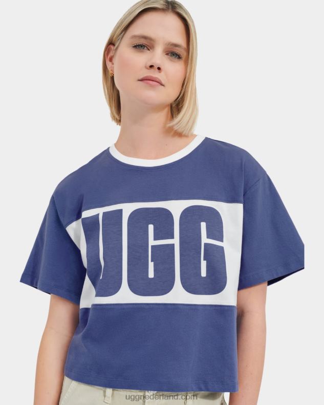 vrouwen maansteen UGG jodene T-shirt met kleurvlakken en logo 686ZP2165