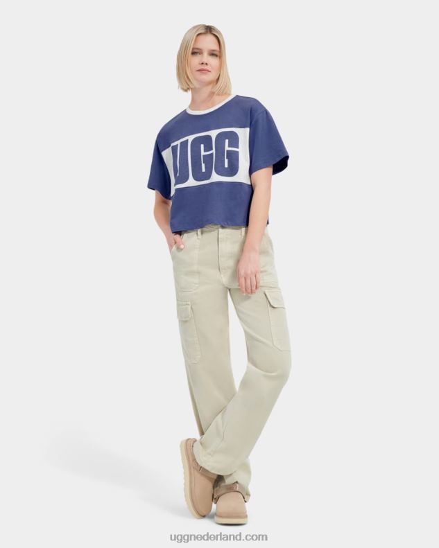 vrouwen maansteen UGG jodene T-shirt met kleurvlakken en logo 686ZP2165