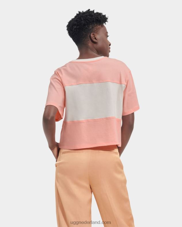 vrouwen roze opaal UGG jodene T-shirt met kleurvlakken en logo 686ZP2166