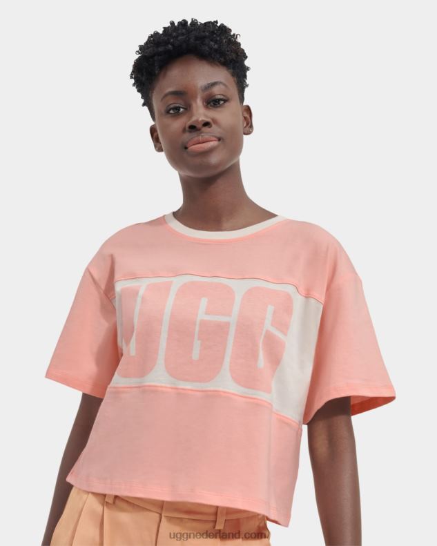vrouwen roze opaal UGG jodene T-shirt met kleurvlakken en logo 686ZP2166