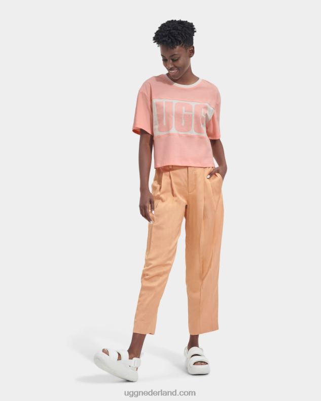 vrouwen roze opaal UGG jodene T-shirt met kleurvlakken en logo 686ZP2166