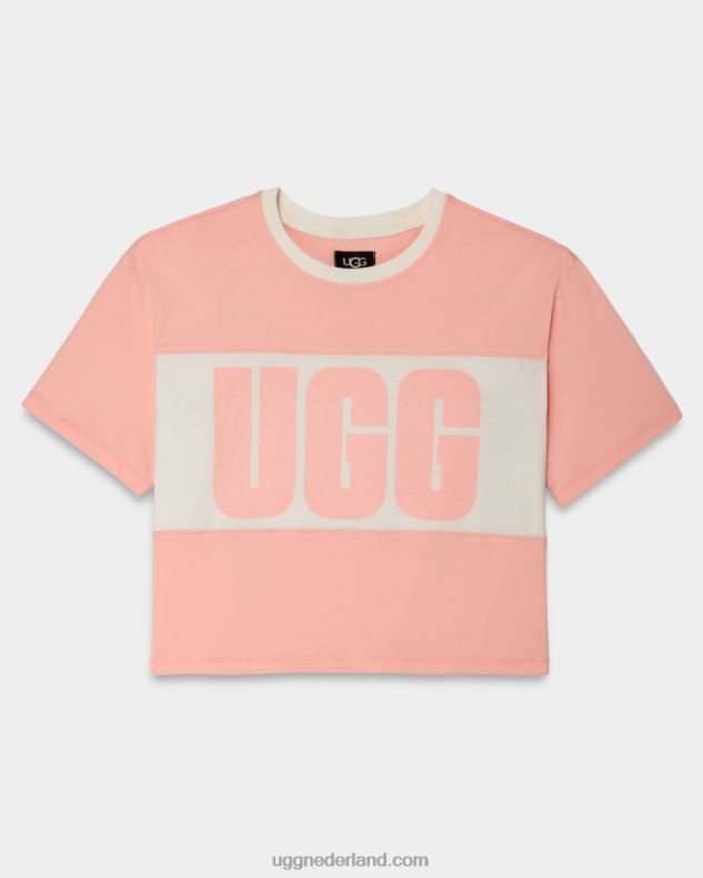 vrouwen roze opaal UGG jodene T-shirt met kleurvlakken en logo 686ZP2166