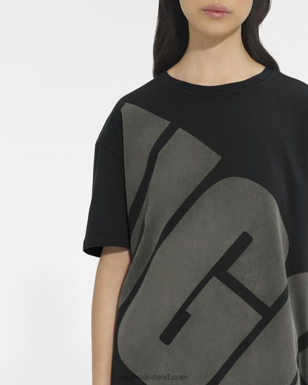 vrouwen zwart/steenkool UGG T-shirt met jacqueline-logo 686ZP1321