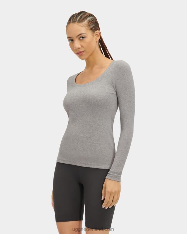 vrouwen grijze heide UGG Talulla geribbelde top met lange mouwen 686ZP1089