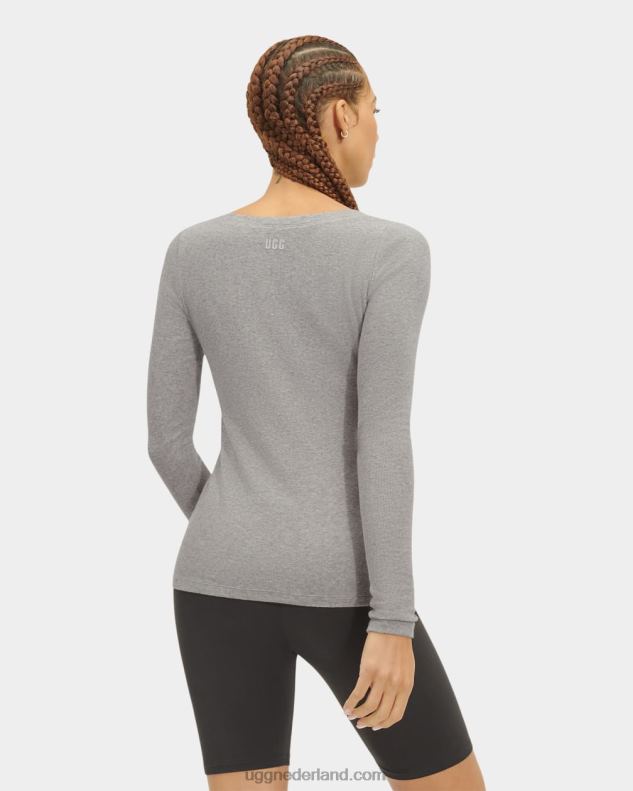 vrouwen grijze heide UGG Talulla geribbelde top met lange mouwen 686ZP1089