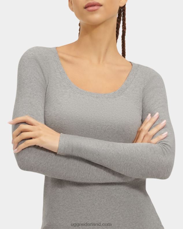 vrouwen grijze heide UGG Talulla geribbelde top met lange mouwen 686ZP1089