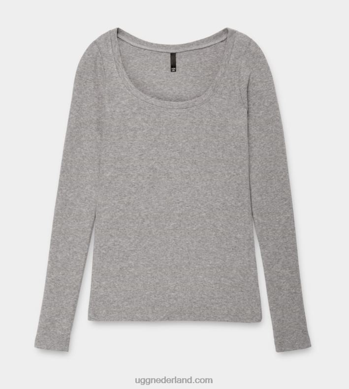 vrouwen grijze heide UGG Talulla geribbelde top met lange mouwen 686ZP1089