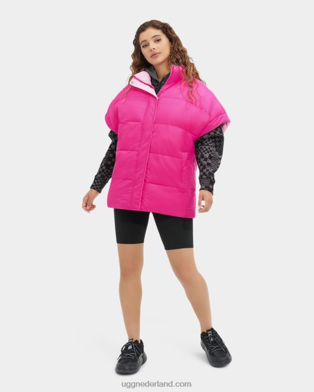 vrouwen neonroze/rozenkwarts UGG sydnee omkeerbaar puffervest 686ZP1222