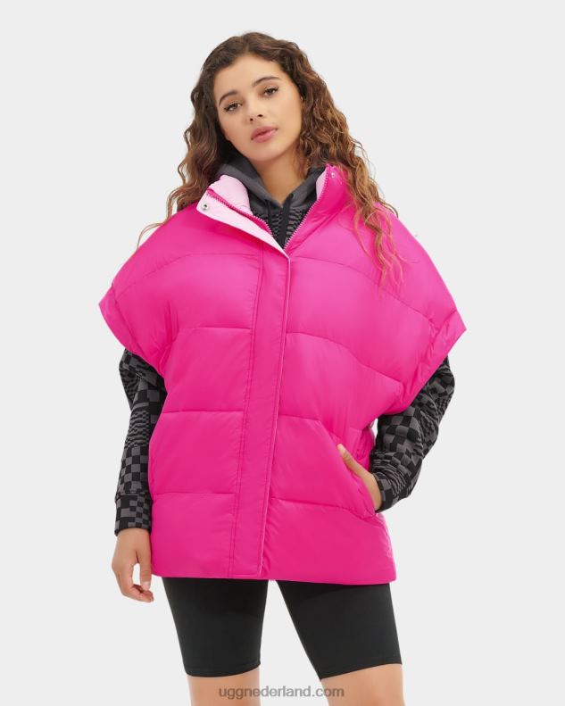 vrouwen neonroze/rozenkwarts UGG sydnee omkeerbaar puffervest 686ZP1222