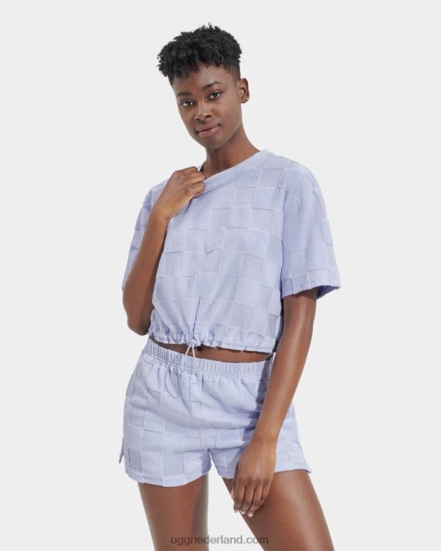 vrouwen oceaan mist UGG teagin top met korte mouwen geruit 686ZP879