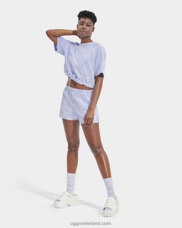 vrouwen oceaan mist UGG teagin top met korte mouwen geruit 686ZP879