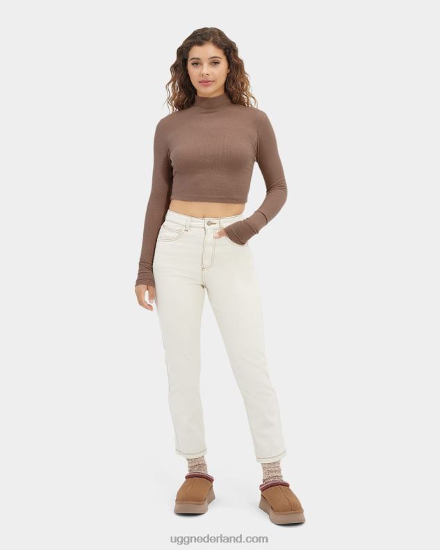vrouwen schildpad UGG nimah geribbelde top met opstaande kraag 686ZP1078