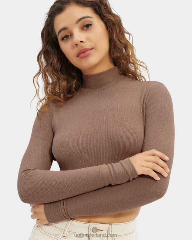 vrouwen schildpad UGG nimah geribbelde top met opstaande kraag 686ZP1078