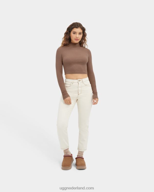 vrouwen schildpad UGG nimah geribbelde top met opstaande kraag 686ZP1078