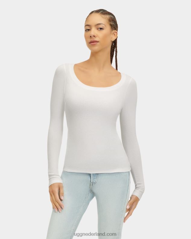 vrouwen wit UGG Talulla geribbelde top met lange mouwen 686ZP1088