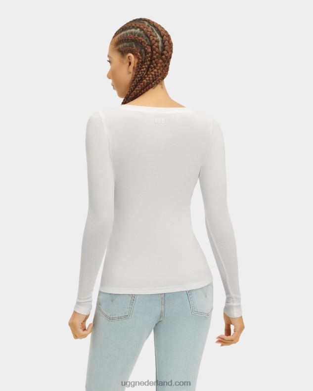 vrouwen wit UGG Talulla geribbelde top met lange mouwen 686ZP1088