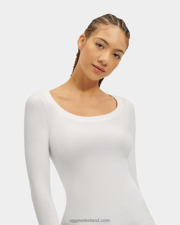 vrouwen wit UGG Talulla geribbelde top met lange mouwen 686ZP1088