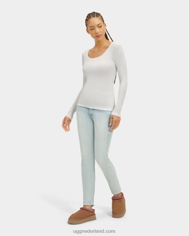 vrouwen wit UGG Talulla geribbelde top met lange mouwen 686ZP1088