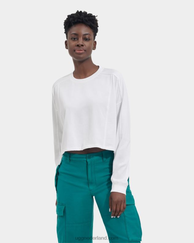 vrouwen wit UGG delylah crop top met lange mouwen 686ZP2173