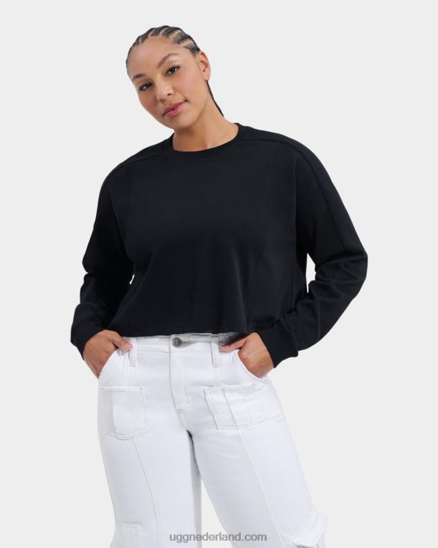 vrouwen zwart UGG delylah crop top met lange mouwen 686ZP2174