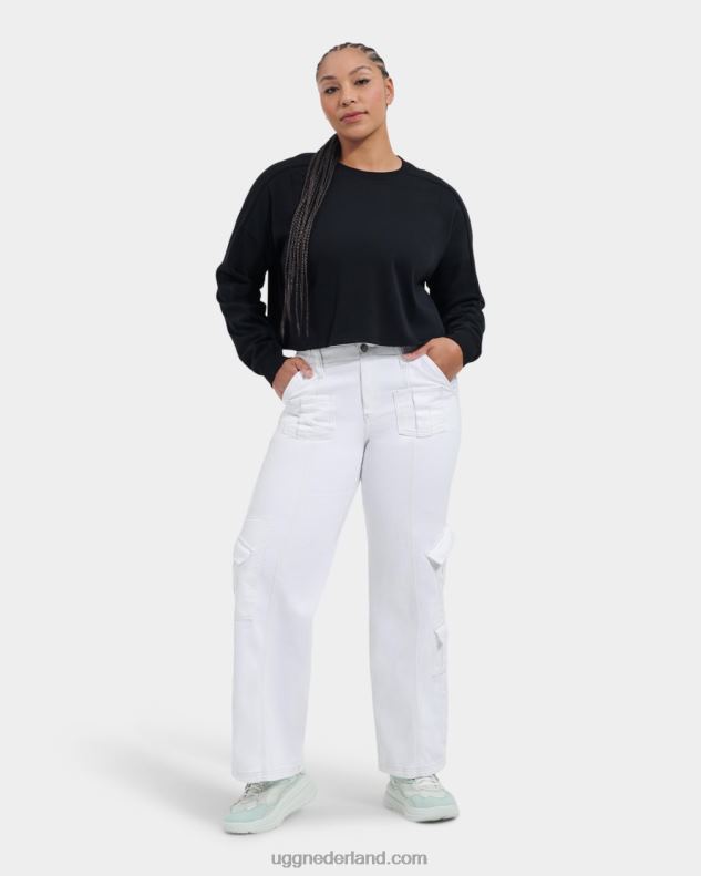 vrouwen zwart UGG delylah crop top met lange mouwen 686ZP2174