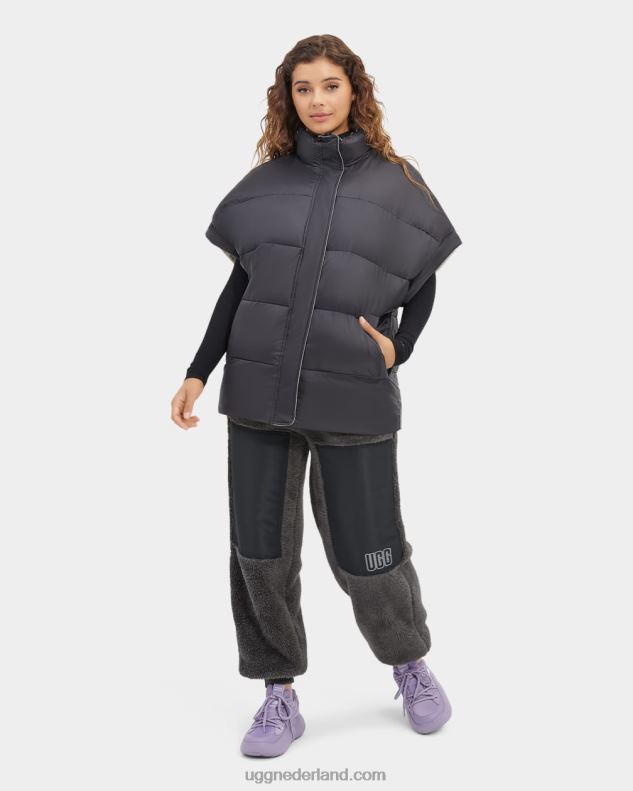 vrouwen zwart/kasteel UGG sydnee omkeerbaar puffervest 686ZP1221