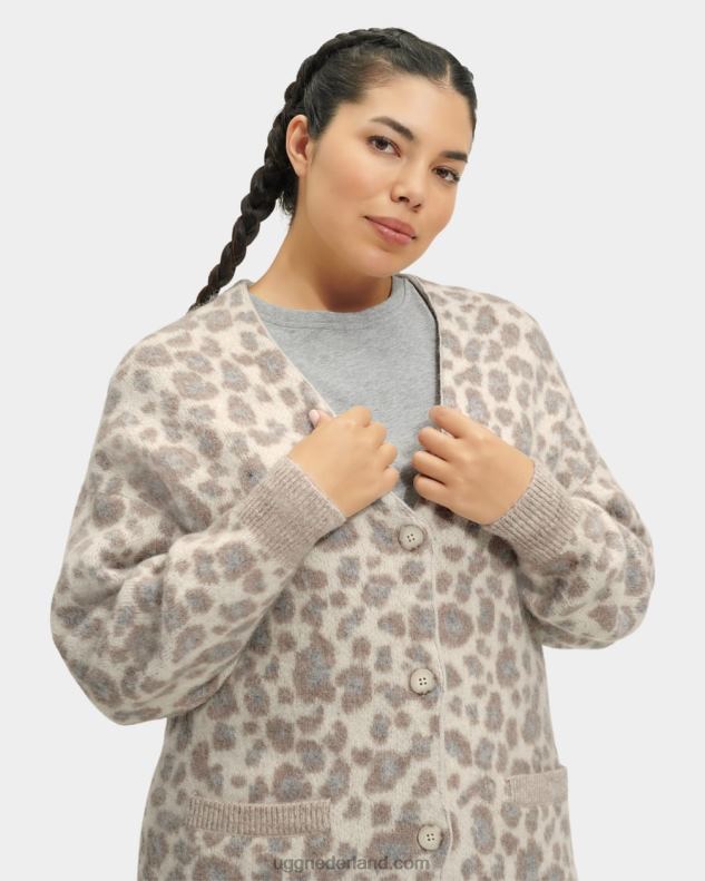 vrouwen creme panter UGG tomara oversized vest 686ZP87