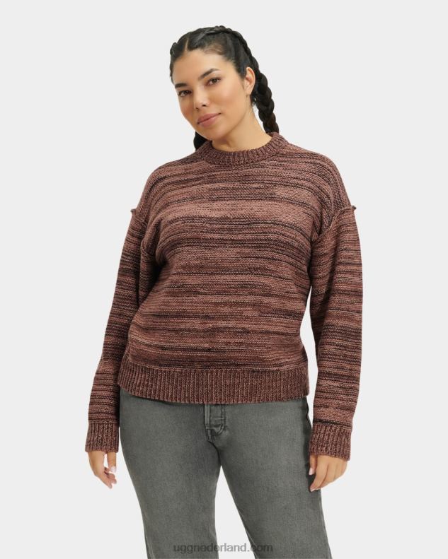 vrouwen donkere kastanje multi UGG avianna trui met ronde hals 686ZP1063