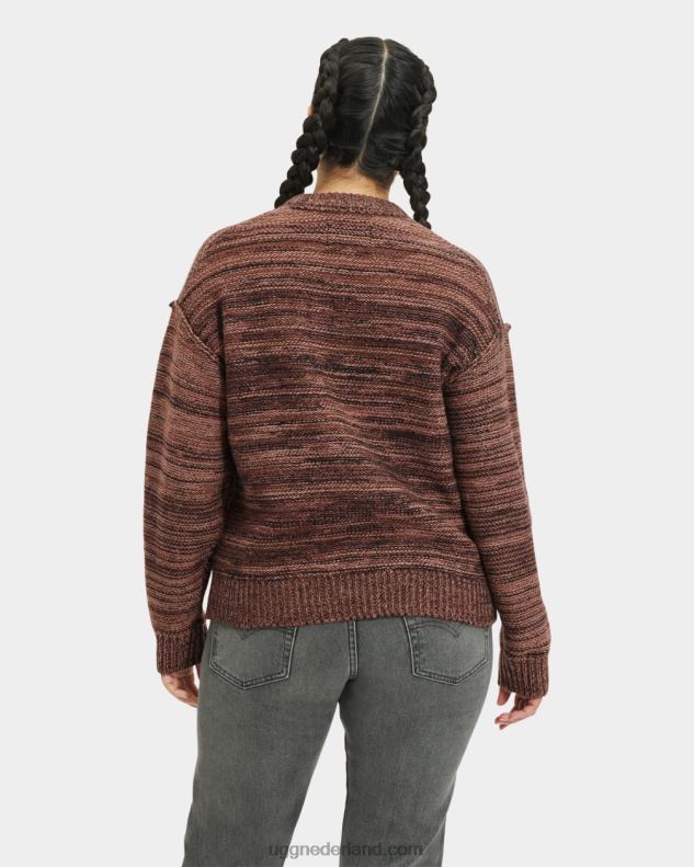 vrouwen donkere kastanje multi UGG avianna trui met ronde hals 686ZP1063