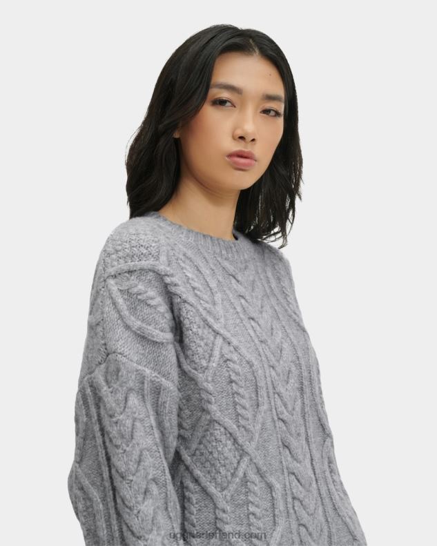 vrouwen grijze heide UGG raelee gebreide kabeltrui lang 686ZP158