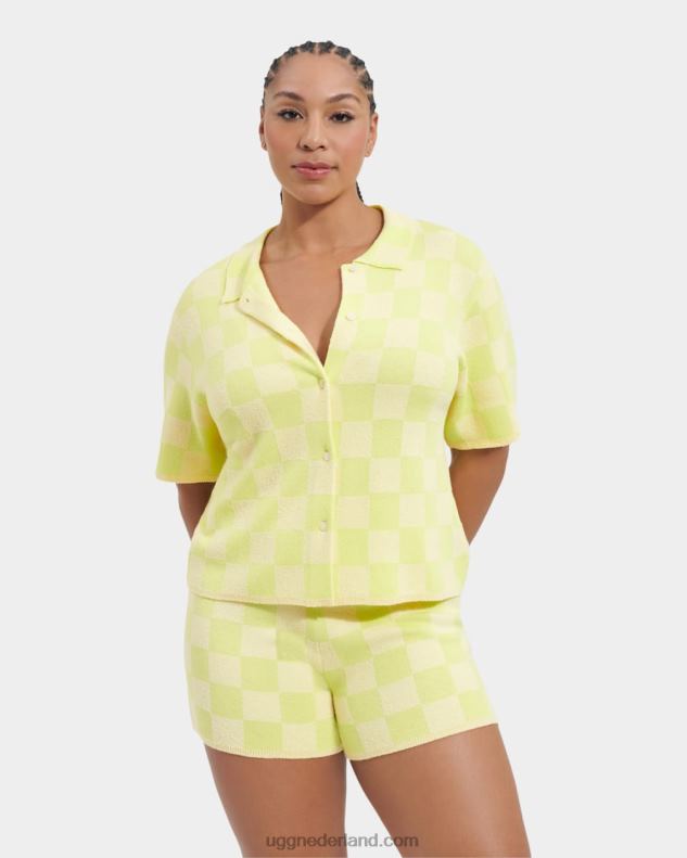 vrouwen honingraat/levendig groen UGG jeannie buttondown trui 686ZP971