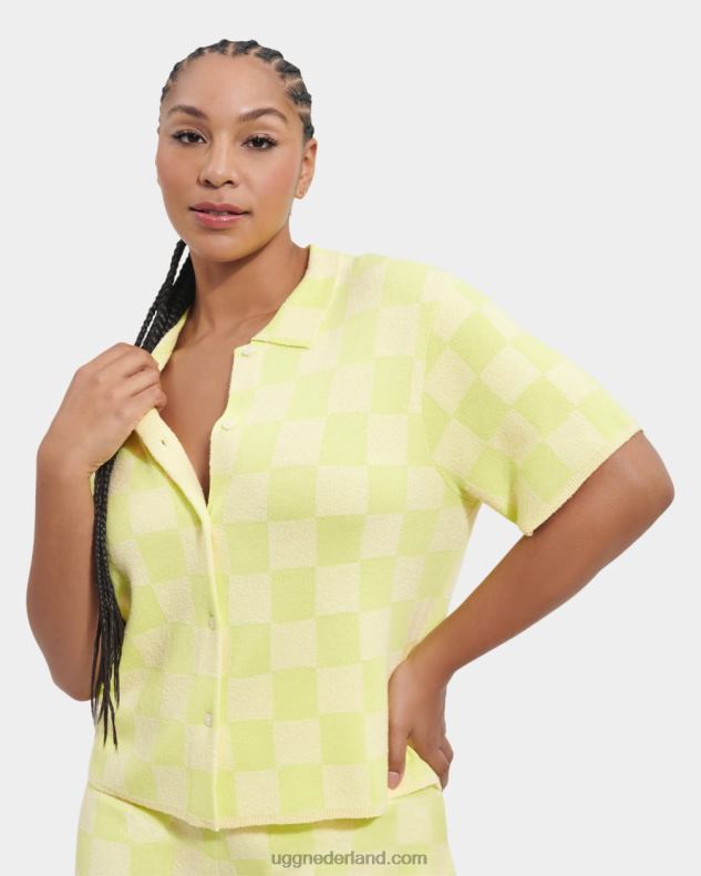 vrouwen honingraat/levendig groen UGG jeannie buttondown trui 686ZP971