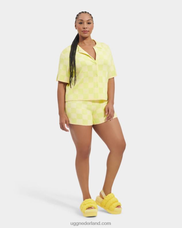 vrouwen honingraat/levendig groen UGG jeannie buttondown trui 686ZP971