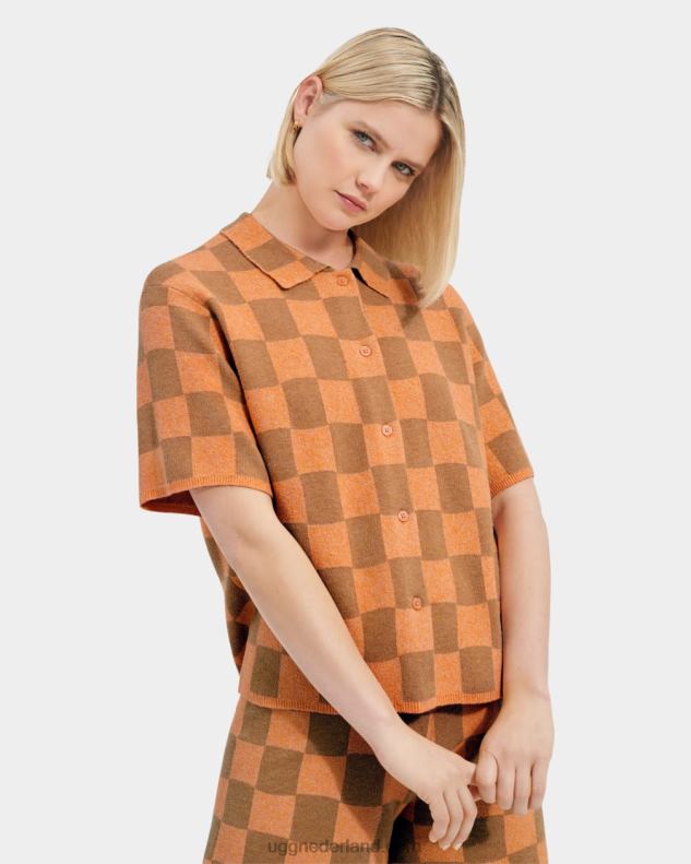 vrouwen oranje/bruin UGG jeannie buttondown trui 686ZP973