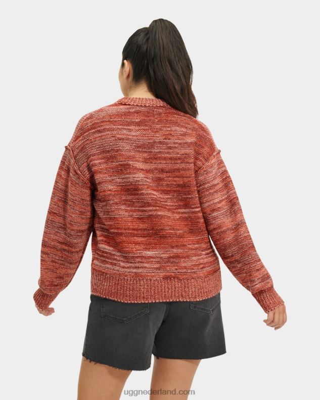 vrouwen zalmroze multi UGG avianna trui met ronde hals 686ZP1062