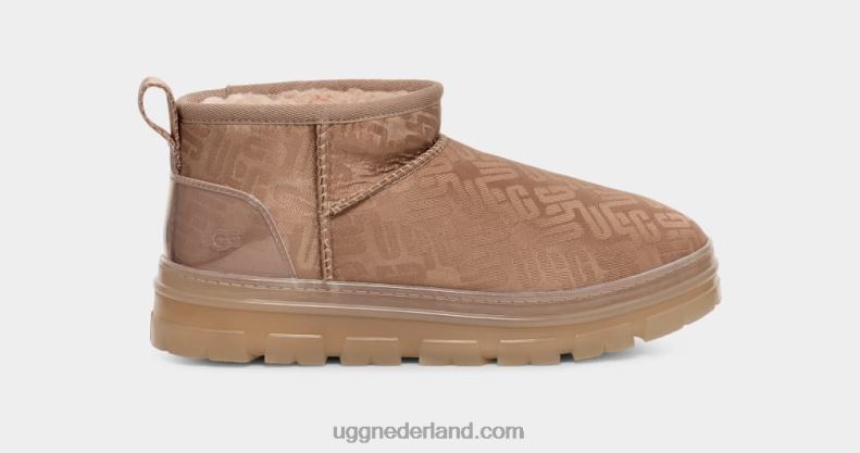 vrouwen bruingrijs UGG klassiek ultra mini-monogram 686ZP2138