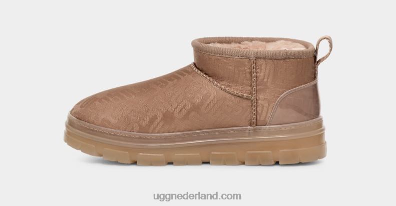 vrouwen bruingrijs UGG klassiek ultra mini-monogram 686ZP2138