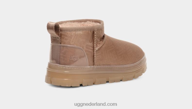 vrouwen bruingrijs UGG klassiek ultra mini-monogram 686ZP2138