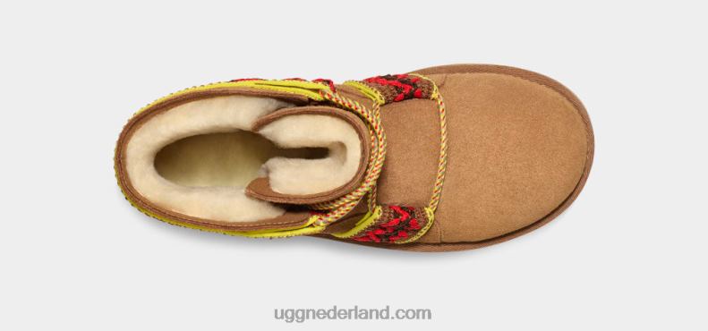 vrouwen kastanje UGG klassiek mini ii gevlochten platform 686ZP2134