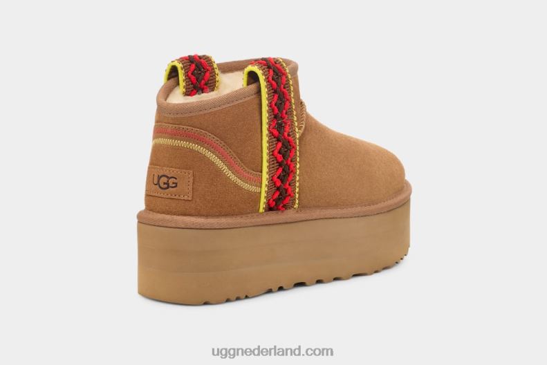 vrouwen kastanje UGG klassiek ultra mini vlechtplatform 686ZP656
