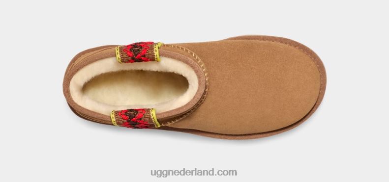 vrouwen kastanje UGG klassiek ultra mini vlechtplatform 686ZP656