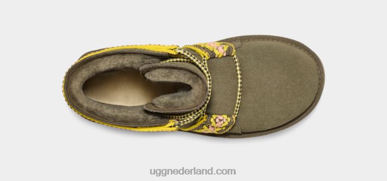 vrouwen verbrande olijf UGG klassiek mini ii gevlochten platform 686ZP2135